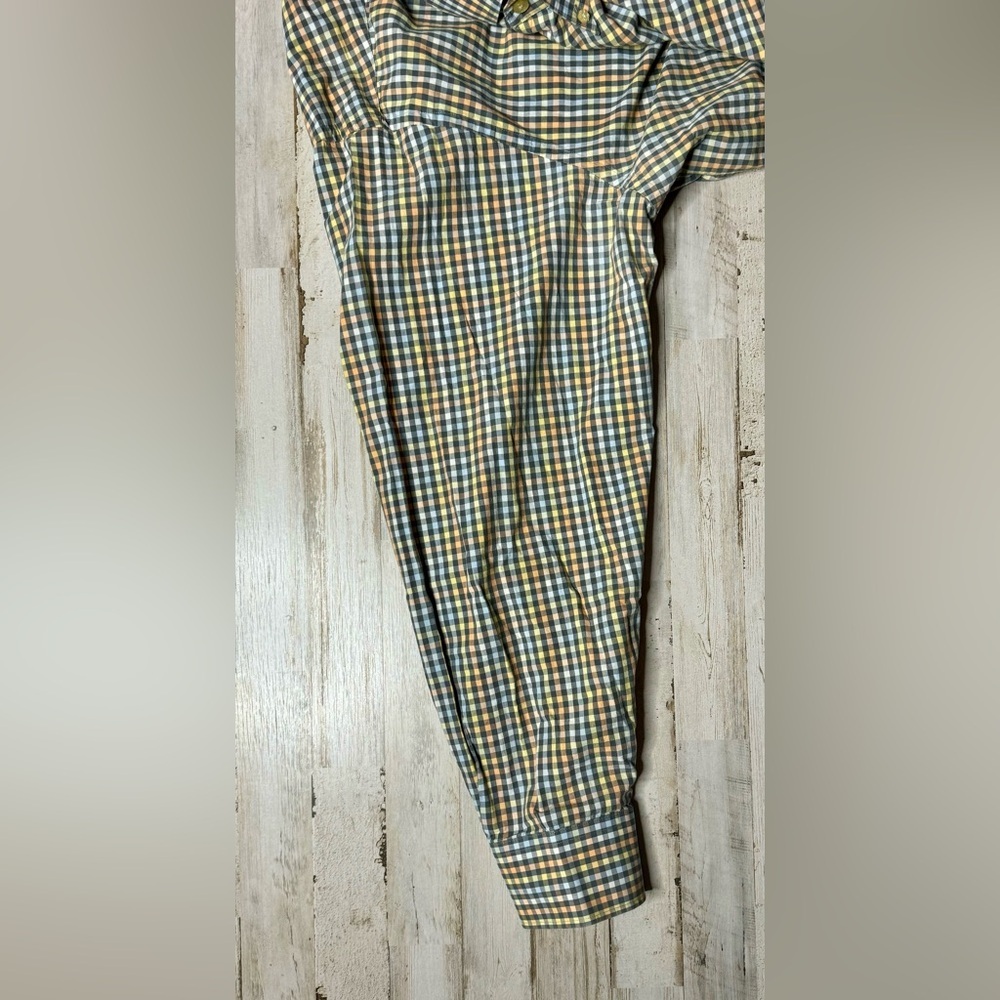Orvis Men's Casual Button Down Shirt - Blue, yellow, gold checked pattern. - Picture 9 of 13